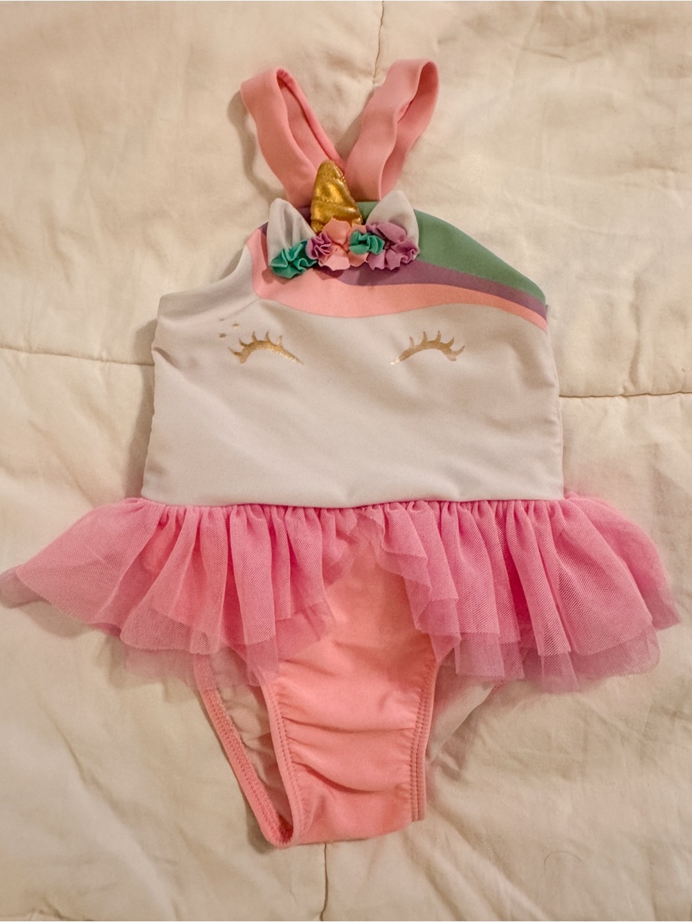 Cat & Jack Pink and White Unicorn One-Piece